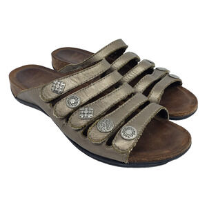 Dansko Janie Womens Size 39 US 8.5-9 Metallic Leather Adjustable Slip On Sandals